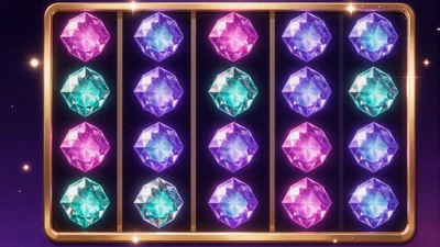 Gems Bonanza Slot mit kaskadierenden Neon-Edelsteinen als High-RTP Online Slot im GambleZen Casino