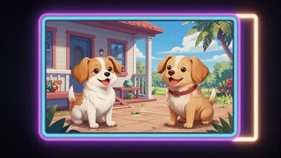 The Dog House Slot mit cartoonartigen Hunden auf einer Veranda als beliebter Online Slot bei GambleZen